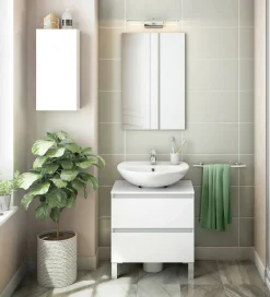 Mobile bagno 2 cassetti 60x40x63h cm bianco lucido - Avola