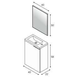 Mobile bagno sospeso con specchio 60x57x45h cm rovere - Affa