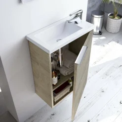 Mobile bagno sospeso con specchio 60x57x45h cm rovere - Affa