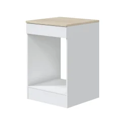 Mobile Base per Forno da Incasso 60x60x90h cm Bianco e Rovere con Piano di Lavoro 22mm e Piedini Regolabili – Lunea