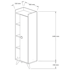 Mobile Colonna Bianco 5 Ripiani 2 Ante 40x40x199h cm, 6 Vani - Dumenza