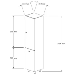 Mobile Colonna Marrone Noce 3 Ripiani Un'anta 30x30x170h cm, 5 Vani - Trivero