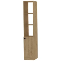Mobile Colonna Marrone Rovere 4 Ripiani 3 Ante 75x36x162h cm, 8 Vani - Fermana