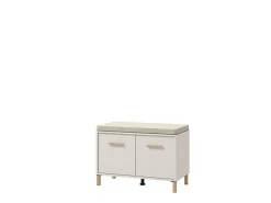 Mobile da Ingresso Bianco Crema Grigio Chiaro un Ripiano 2 Ante 80x40x57h cm, 2 Vani - Marciana