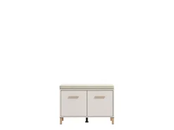 Mobile da Ingresso Bianco Crema Grigio Chiaro un Ripiano 2 Ante 80x40x57h cm, 2 Vani - Marciana