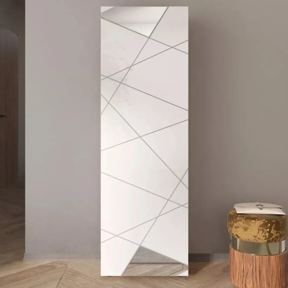 Mobile da Ingresso Bianco Lucido Bianco Appendiabiti 6 Paia 78x31x186.5h cm, 2 Ripiani - Medolla