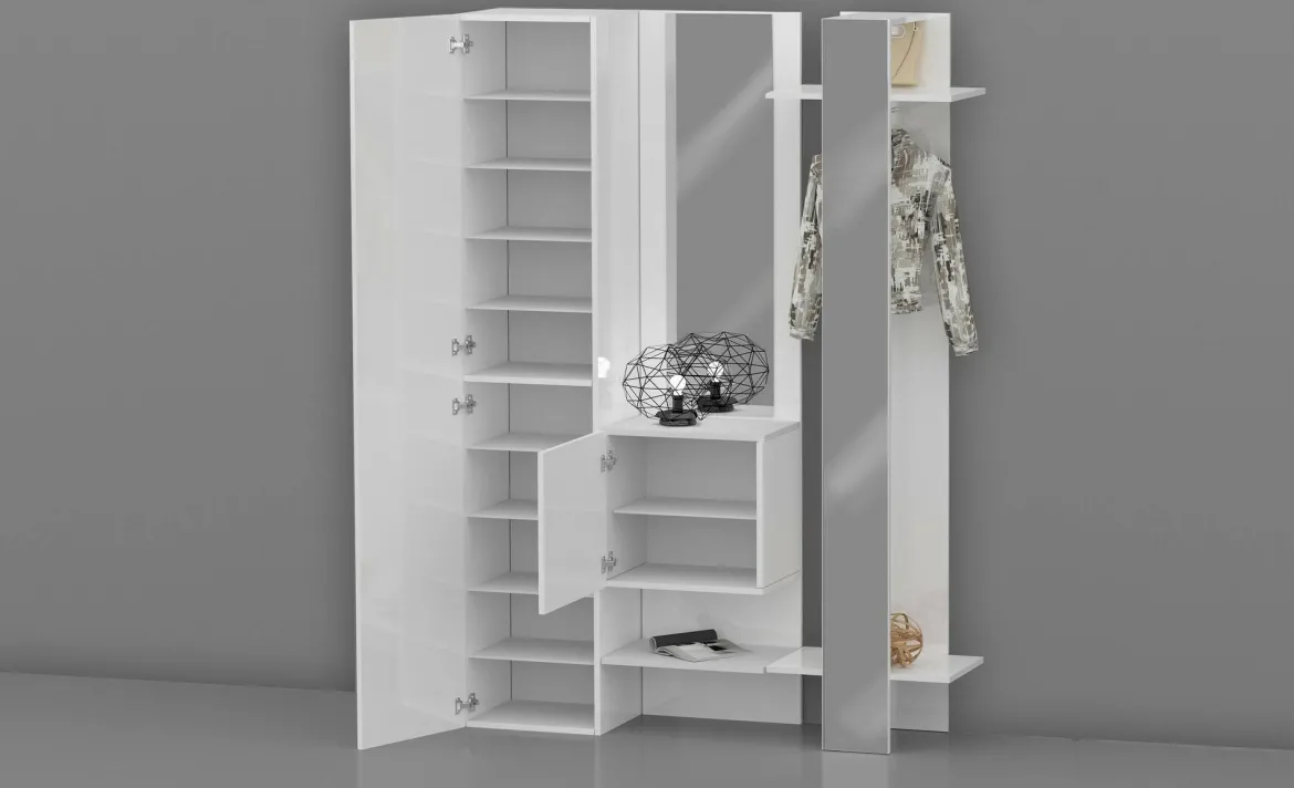 Mobile da ingresso da parete 2 ante bianco 140x190h cm - Arabelle