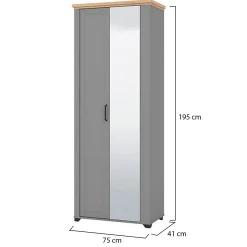 Mobile da Ingresso Grigio Marrone Rovere un Cassetto 2 Ripiani 60.5x41x105h cm, Un'anta - Rogeno