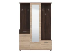 Mobile da Ingresso Marrone Rovere Marrone Rovere Specchio Incluso 2 Ripiani 105x30x85h cm, Modulabile - Gazzuolo