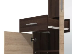 Mobile da Ingresso Marrone Rovere Marrone Rovere Specchio Incluso 2 Ripiani 105x30x85h cm, Modulabile - Gazzuolo