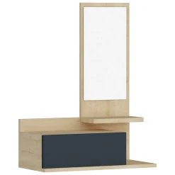 Mobile da Ingresso Marrone Rovere Nero Antracite Specchio Incluso un Cassetto 60x31x90h cm, 3 Ripiani - Minerbe