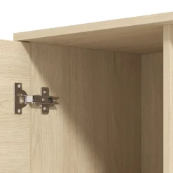 Mobile da Ingresso Marrone Rovere Nero Specchio Incluso Modulabile 100x30x76h cm, 2 Ripiani - Recale