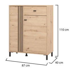 Mobile da Ingresso Marrone Rovere Nodi Nero un Ripiano 2 Ante 80x40x57h cm, 2 Vani - Varmo