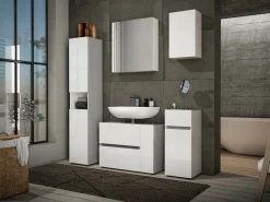 Mobile lavandino 1 anta e 1 cassetto 83x34x62h cm bianco lucido - Alamo