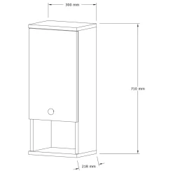 Mobile Pensile Marrone Rovere 2 Ripiani Un'anta 30x71h cm, 3 Vani - Tarano