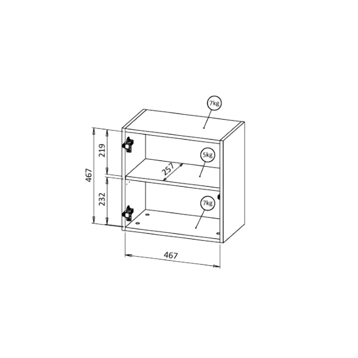 Mobile Pensile Nero Antracite un Ripiano Modulabile 49.9x50h cm, Apertura Push Pull - Fonteno