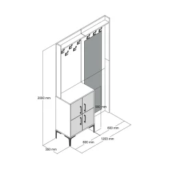 Mobile per ingresso 2 ante noce e bianco 120x200h cm - Isidore
