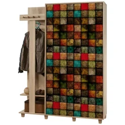 Mobile per ingresso 2 ante quercia e multicolore 135x194h cm - Liana