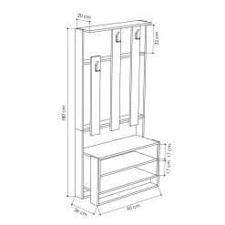 Mobile per ingresso da parete beige e antracite 90x180h cm - Toraji