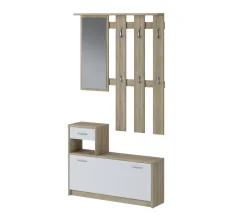 Mobile per ingresso sospeso con specchio 2 ante tortora e antracite 137x54h cm - Ascari