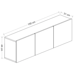 Mobile Porta tv Bianco 3 Ante 3 Vani 150x32x30h cm, Apertura a Ribalta - Saonara