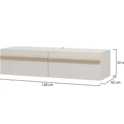 Mobile Porta tv Bianco Crema Marrone Rovere un Ripiano 4 Ante 156x40x44h cm, con Piedini - Erbez