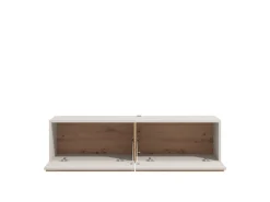 Mobile Porta tv Bianco Crema Marrone Rovere un Ripiano 4 Ante 156x40x44h cm, con Piedini - Erbez