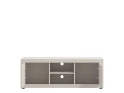 Mobile Porta tv Bianco Crema Nero 2 Ripiani 2 Ante 147.5x41.5x53.5h cm, 4 Vani - Sillaro