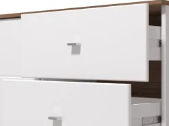 Mobile Porta tv Bianco Marrone Noce 2 Ripiani 5 Vani 160x40x45h cm, 2 Ante - Spilinga