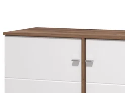 Mobile Porta tv Bianco Marrone Noce 2 Ripiani 5 Vani 160x40x45h cm, 2 Ante - Spilinga