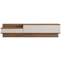 Mobile Porta tv Bianco Marrone Rovere 2 Cassetti un Ripiano 39x129x50h cm, 2 Ante - Waynes