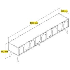 Mobile Porta tv Grigio Tortora Marrone Noce 3 Ante Apertura a Ribalta 180x35x44h cm, 3 Vani - Scafa