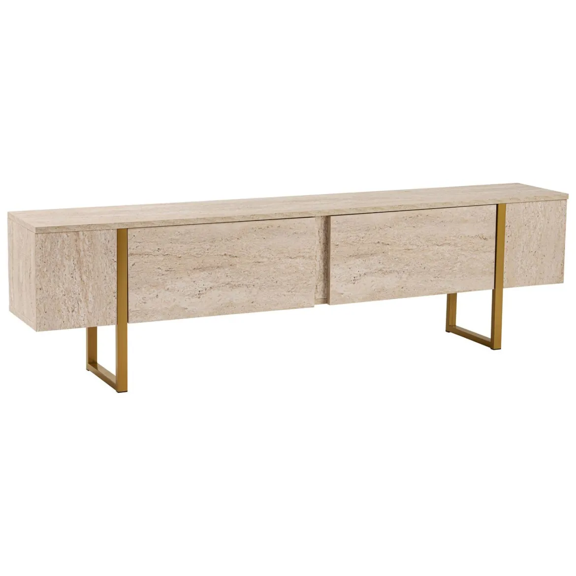 Mobile porta TV Lilith, 180x30 h50 cm, Beige e Oro