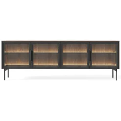 Mobile Porta tv Marrone Noce Nero 3 Ripiani 4 Ante 181x39x62h cm, con led - Kalerora