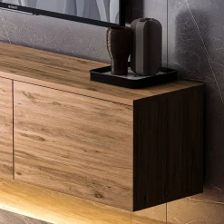 Mobile Porta tv Marrone Rovere 3 Vani 3 Ante 160x32x35h cm, Apertura a Ribalta - Marazzi