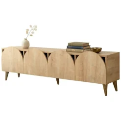 Mobile Porta tv Marrone Rovere 4 Vani 4 Ante 180x35x50h cm, Apertura a Ribalta - Visco