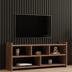 Mobile Porta tv Marrone Rovere 5 Ripiani 5 Vani 118x28x55h cm, Peso Supportato 40 kg - Loreglia