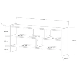 Mobile Porta tv Marrone Rovere 5 Ripiani 5 Vani 118x28x55h cm, Peso Supportato 40 kg - Loreglia