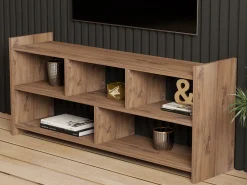 Mobile Porta tv Marrone Rovere 5 Ripiani 5 Vani 118x28x55h cm, Peso Supportato 40 kg - Loreglia