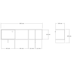 Mobile Porta tv Marrone Rovere Grigio Nero 3 Ripiani Un'anta 137.5x40x57.5h cm, 4 Vani - Platania