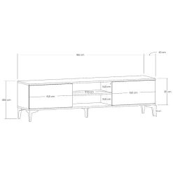 Mobile Porta tv Marrone Rovere Nero Antracite un Ripiano Un'anta 150x30x50h cm, 4 Vani - Tinnura