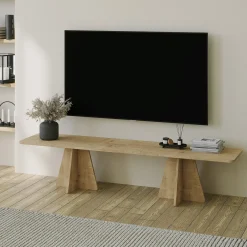 Mobile Porta tv Marrone Rovere Peso Supportato 40 kg Installazione a Terra 180x42x40h cm, Sfumatura Colore Struttura Rovere - Cairano