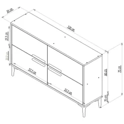Mobile Porta tv Nero Antracite 2 Ripiani 4 Ante 120x30x75h cm, 4 Vani - Luzzi