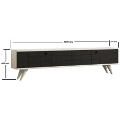 Mobile Porta tv Nero Antracite Bianco Un'anta Apertura a Ribalta 120x25x37h cm, 2 Vani - Taurasi