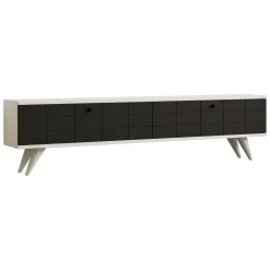 Mobile Porta tv Nero Antracite Bianco Un'anta Apertura a Ribalta 120x25x37h cm, 2 Vani - Taurasi