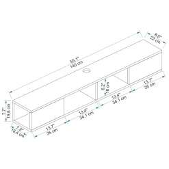 Mobile Porta tv Nero Antracite Marrone Noce 2 Ante Peso Supportato 40 kg 140x22x20h cm, Installazione Sospeso - Ispica