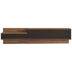 Mobile Porta tv Nero Antracite Marrone Rovere 2 Ante Apertura a Ribalta 160x35x35h cm, 2 Vani - Persico