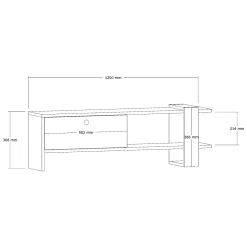 Mobile Porta tv Nero Antracite Marrone Rovere un Ripiano 2 Ante 160x30x37h cm, 4 Vani - Tribano