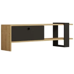 Mobile Porta tv Nero Antracite Marrone Rovere un Ripiano 2 Ante 160x30x37h cm, 4 Vani - Tribano