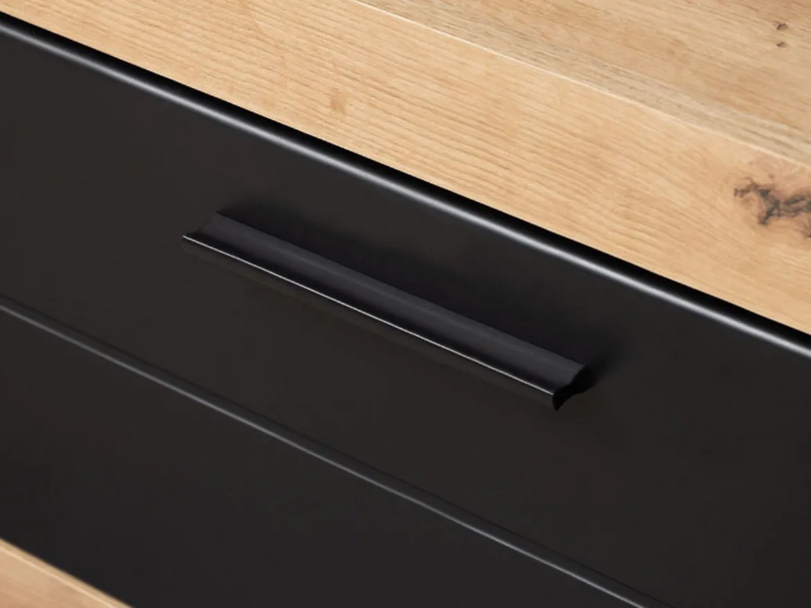 Mobile Porta tv Nero Marrone Rovere Nodi 2 Ripiani Un'anta 162x41.5x43.5h cm, Ripiano in Vetro - Pompu
